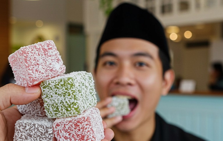 Turkish Delight dilapisi gula bubuk atau kelapa parut
